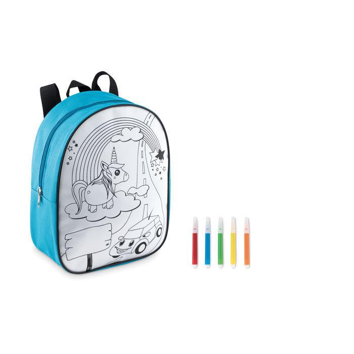 Sac à dos 600D à colorier personnalisé BACKSKETCHY, Turquoise