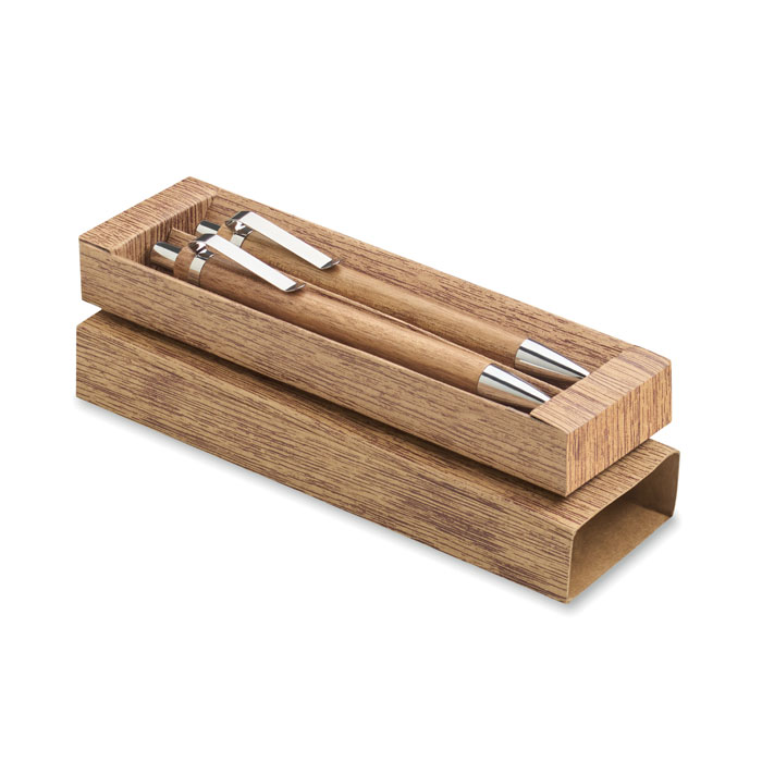 Parure stylo et porte-mine bois personnalisée JAKARTA SET
