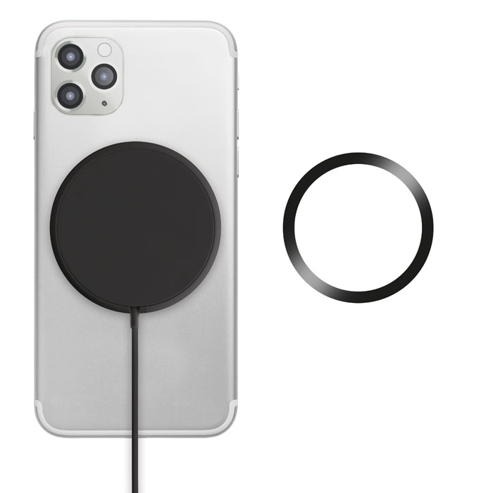 Chargeur sans fil magnétique 10 W personnalisé FLAKE MAG, Noir