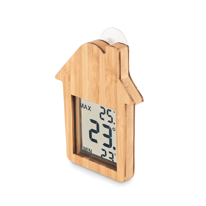 Station météo en bambou forme maison personnalisée HISA, Bois