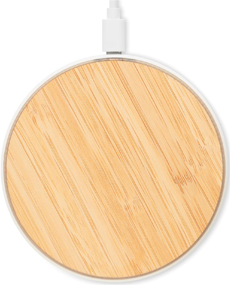 Chargeur sans fil 15 W bambou personnalisé DESPAD +, dessus (tampographie)