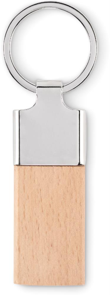 Porte-clés bois hévéa et zinc personnalisé LLAVING, côté partie métal 1