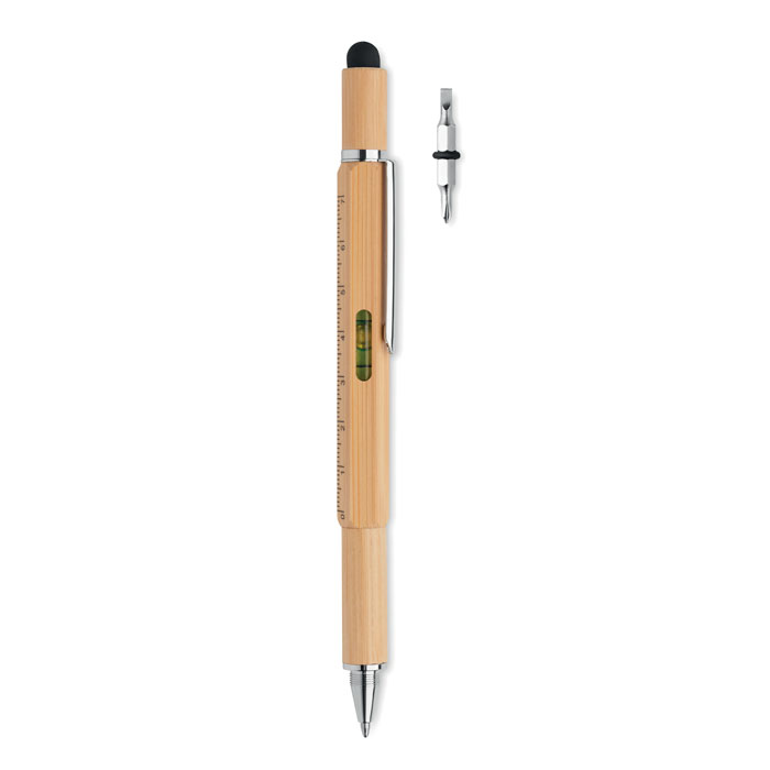 Stylo multi-outils bambou personnalisé TOOLBAM, Bois