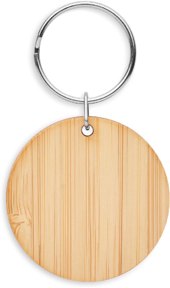 Porte-clés rond bambou personnalisé ROUNDBOO, côté 2