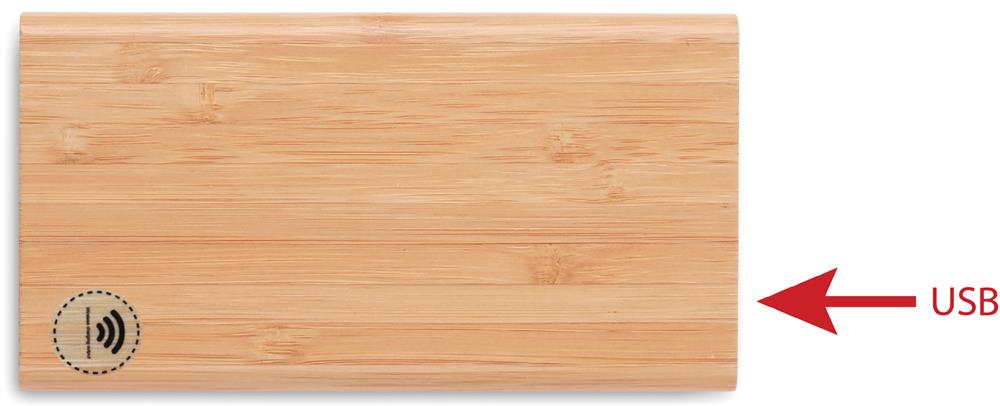 Batterie et chargeur sans fil 6000 mAh personnalisé ARENA C, devant (gravure laser)