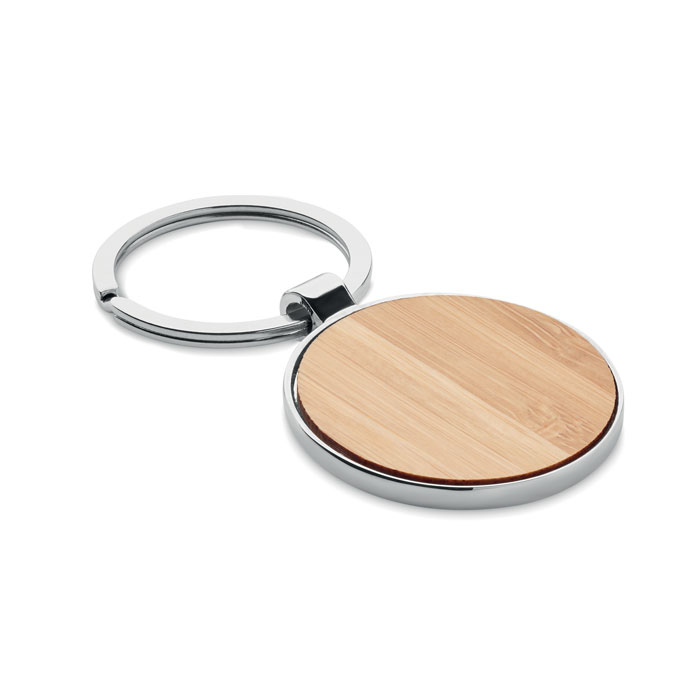Porte-clés rond métal et bambou personnalisé BALLARAT