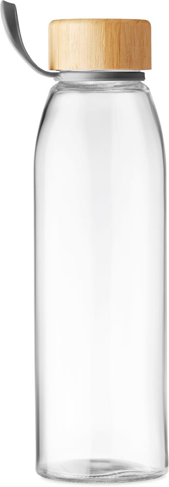 Bouteille en verre bouchon bambou personnalisée FJORD WHITE, dos