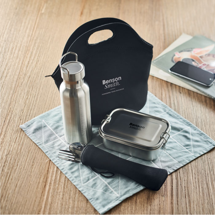 Set repas inox bouteille et lunchbox personnalisé ILY