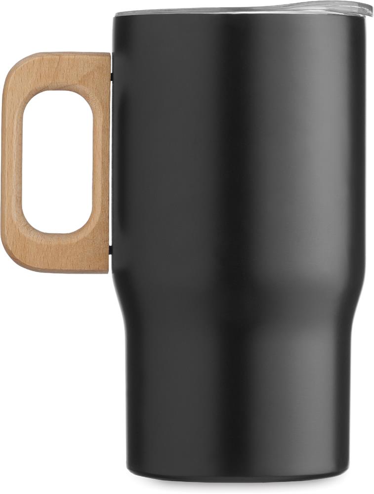 Gobelet inox recyclé 350 ml poignée bois personnalisé TUMBOO, gauche