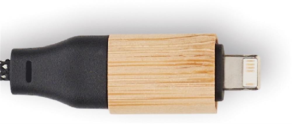 Câble de charge 60 W bambou personnalisé CABOO, prise 1