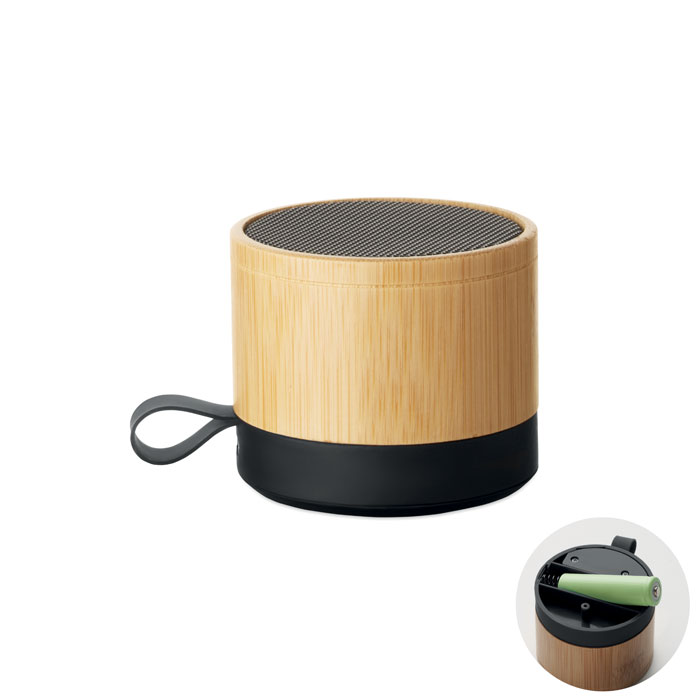 Enceinte sans fil bambou 3 W personnalisée RECAR BAMBOO, Bois
