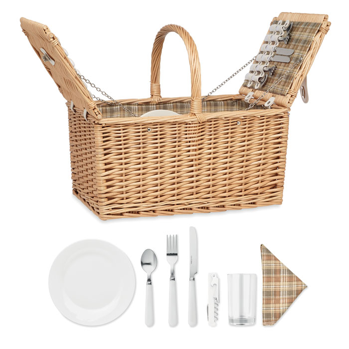Panier pique-nique osier 4 pers. personnalisé MIMBRE PLUS