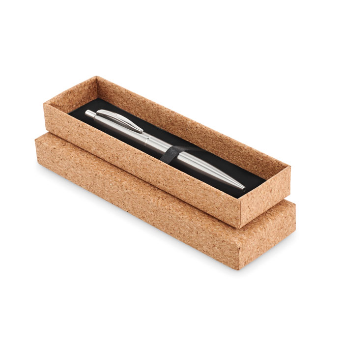 Stylo inox recyclé en boîte liège personnalisé GRAZ