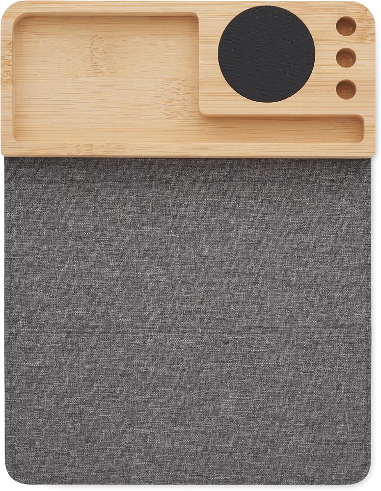 Organiseur de bureau chargeur 15 W bambou personnalisé PANDU, mousepad côté 2