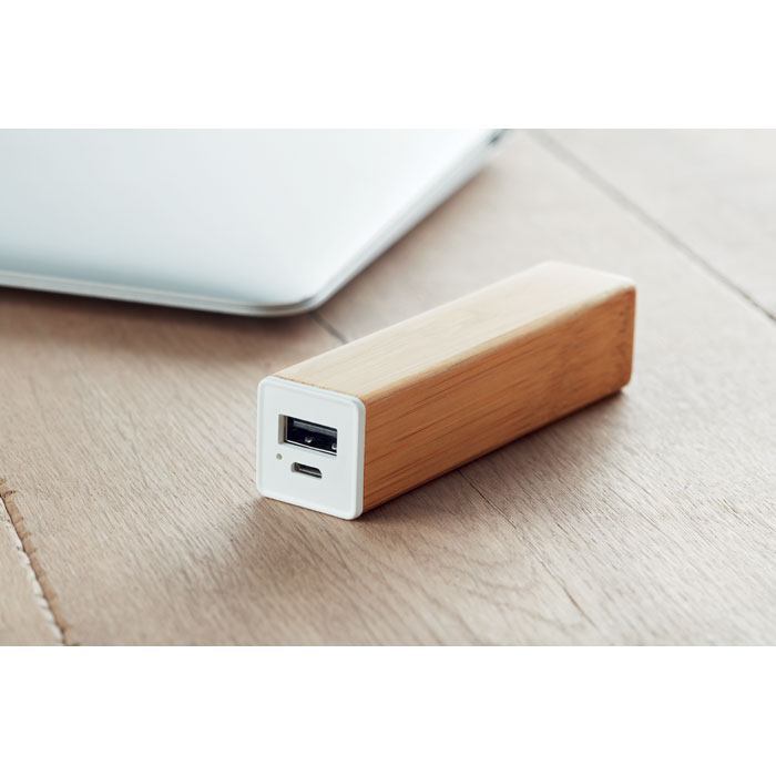 Batterie externe bambou 2200 mAh personnalisée POWERBAM