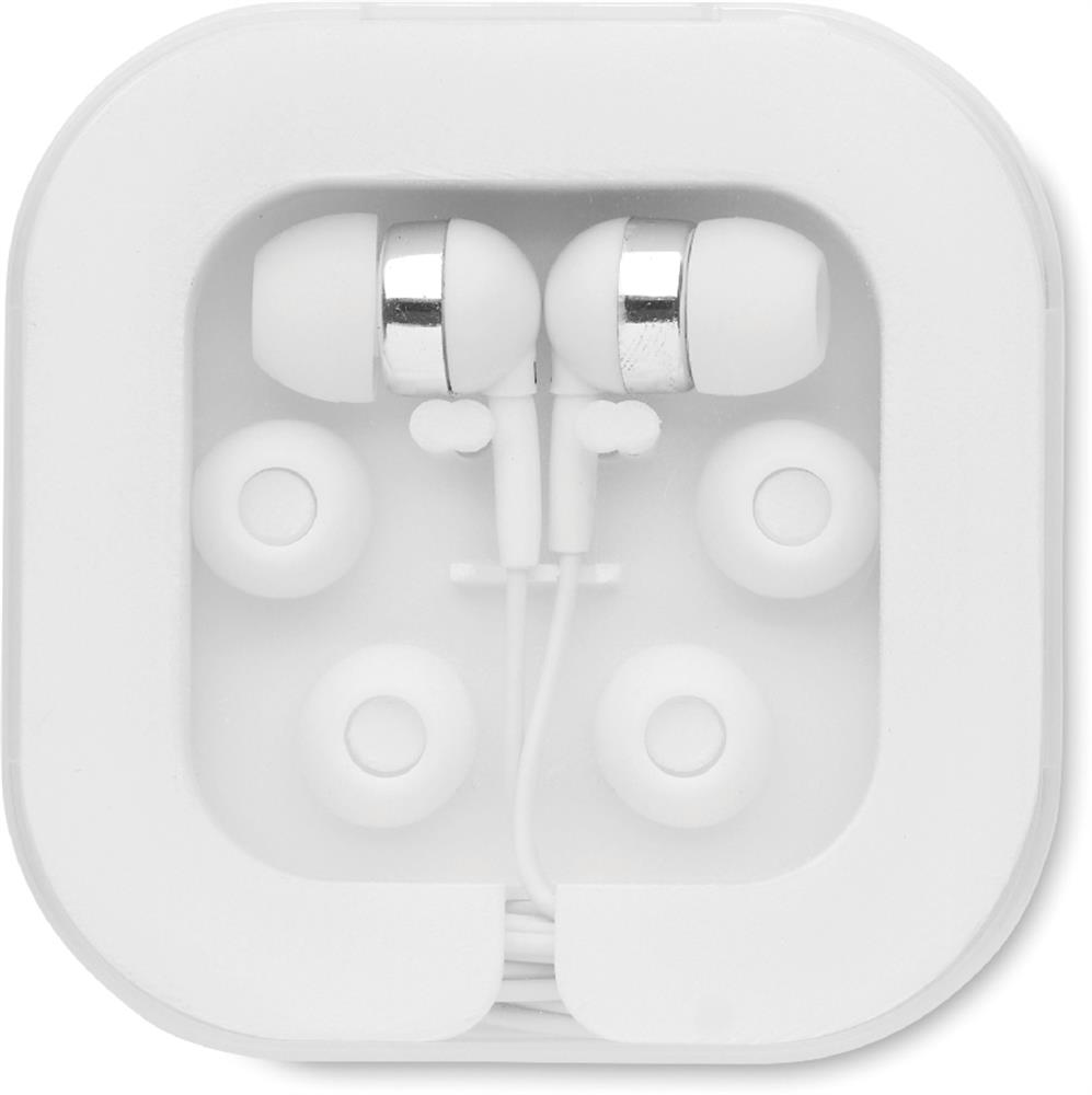 Écouteurs filaires USB-C en boîte personnalisés MUSISOFT C, devant (étiquette numérique)
