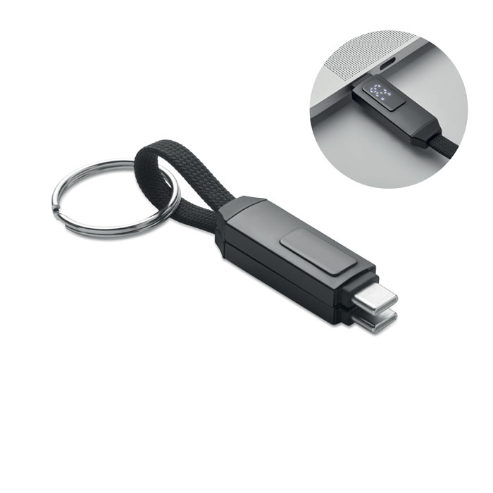 Porte-clés câble de charge 60 W personnalisé KEYSTO, Noir