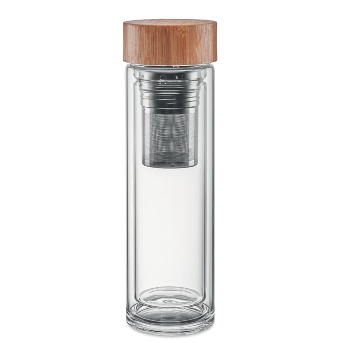 Gourde verre double paroi 420 ml personnalisée BATUMI GLASS, Transparent