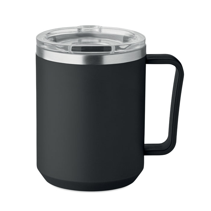 Mug isotherme 400 ml couvercle coulissant personnalisé COCOA, Noir