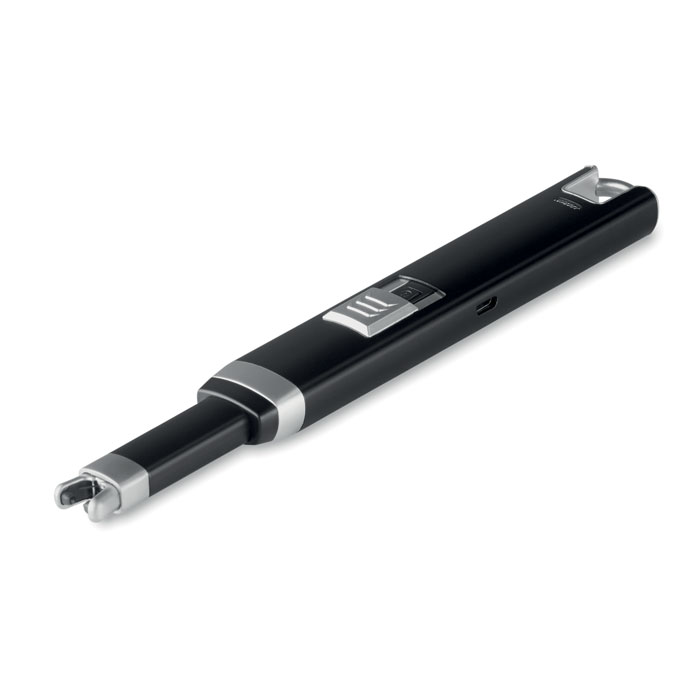 Briquet USB rechargeable personnalisé FLASMA PLUS, Noir