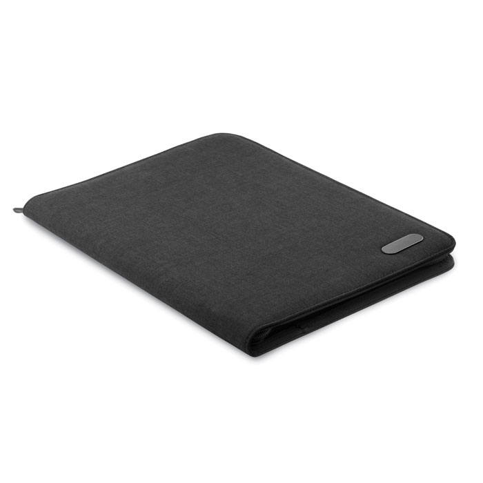 Conférencier A4 zippé bicolore personnalisé NOTES FOLDER, Noir