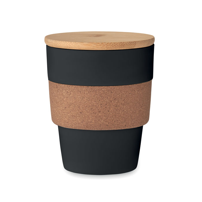 Gobelet PP couvercle bambou 300 ml personnalisé GALAO