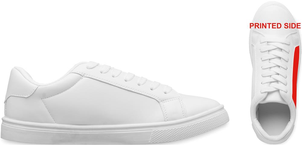 Baskets PU blanches taille 38 personnalisées BLANCOS, côté 1 droite