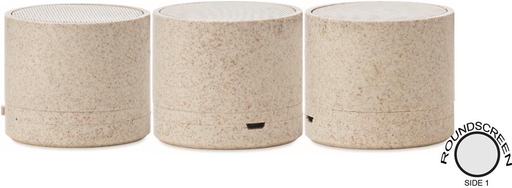Enceinte paille de blé 3 W personnalisée ROUND BASS+, tour complet