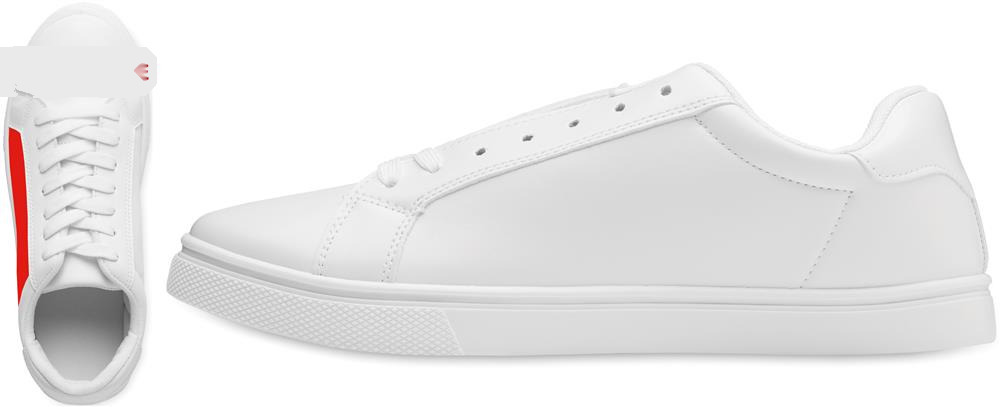 Baskets PU blanches taille 46 personnalisées BLANCOS, côté 1 gauche