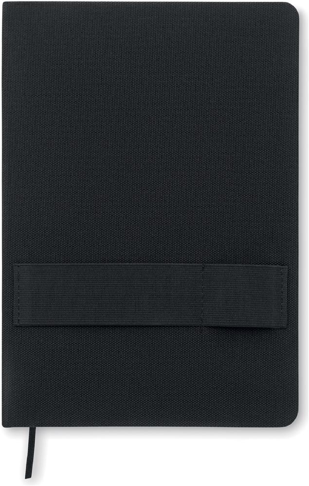 Carnet A5 feutre RPET et stylo bambou personnalisé NOTA, devant