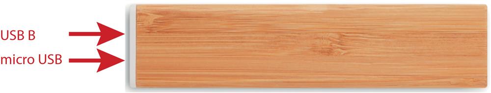 Batterie externe bambou 2200 mAh personnalisée POWERBAM, droite
