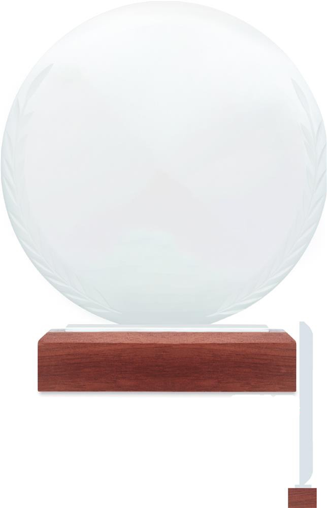 Trophée cristal rond 15 cm personnalisé KEEN, base dos