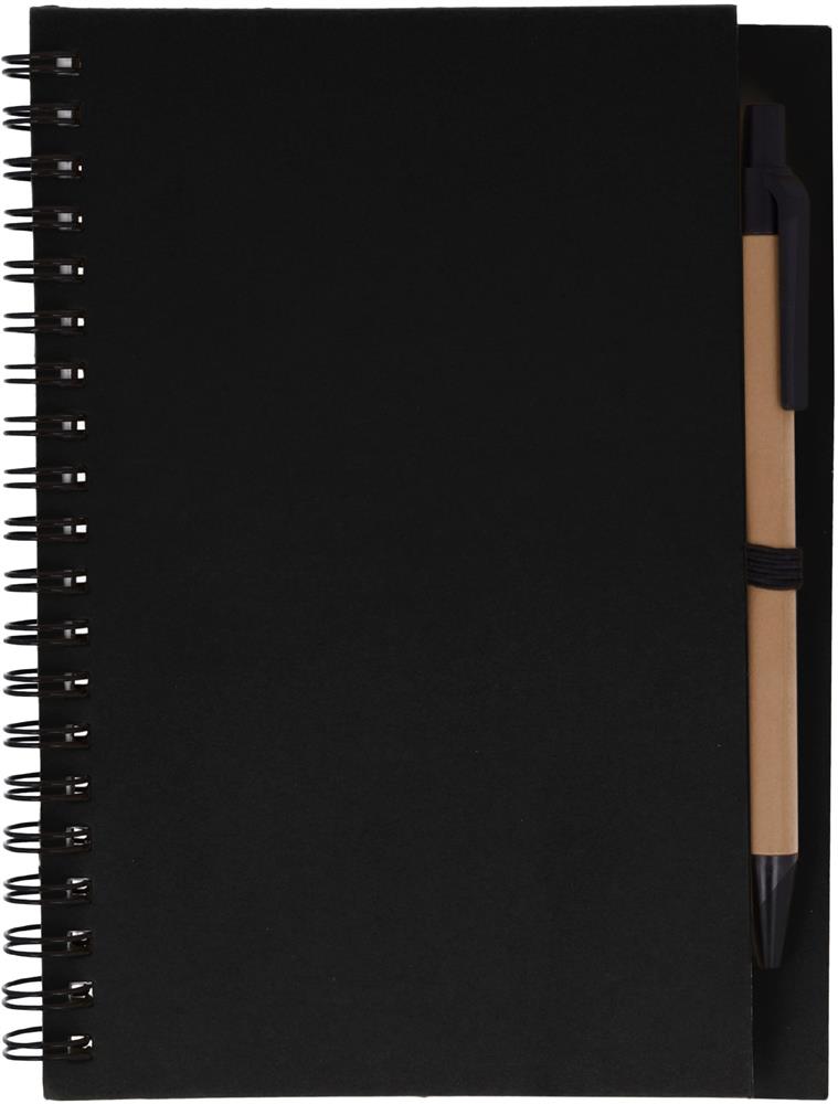 Carnet à spirale papier recyclé personnalisé BLOQUERO, devant (embossage)