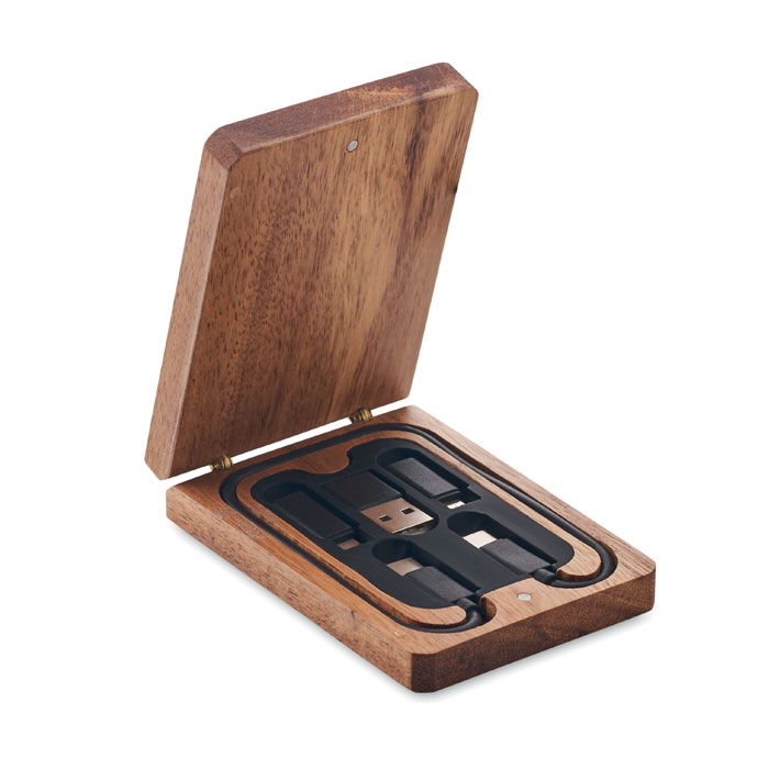 Set de câbles 3 en 1 boîte bois personnalisé VERSA