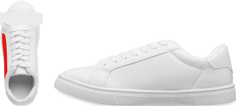 Baskets PU blanches taille 41 personnalisées BLANCOS, côté 1 gauche