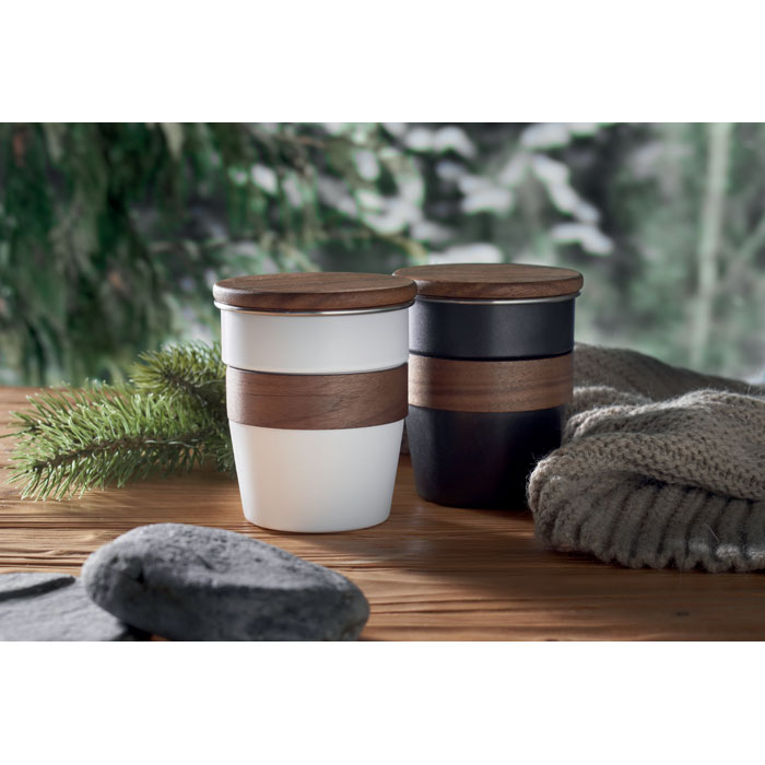 Gobelet inox recyclé et noyer 350 ml personnalisé WALNUT