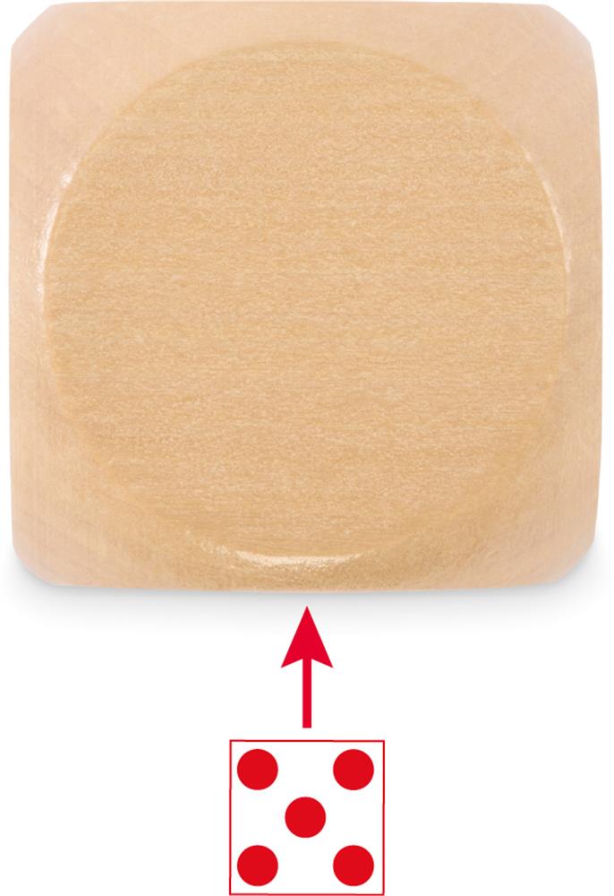 Dé en bois 5 cm personnalisé DADO, côté 1