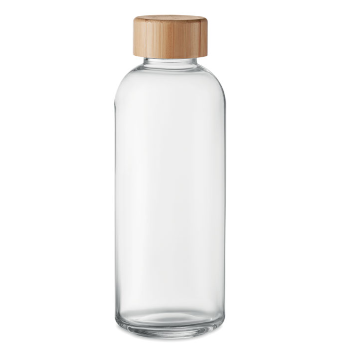 Bouteille verre et bambou 650 ml personnalisée FRISIAN, Transparent