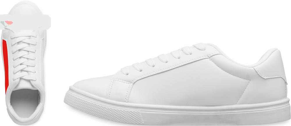 Baskets PU blanches taille 43 personnalisées BLANCOS, côté 1 gauche