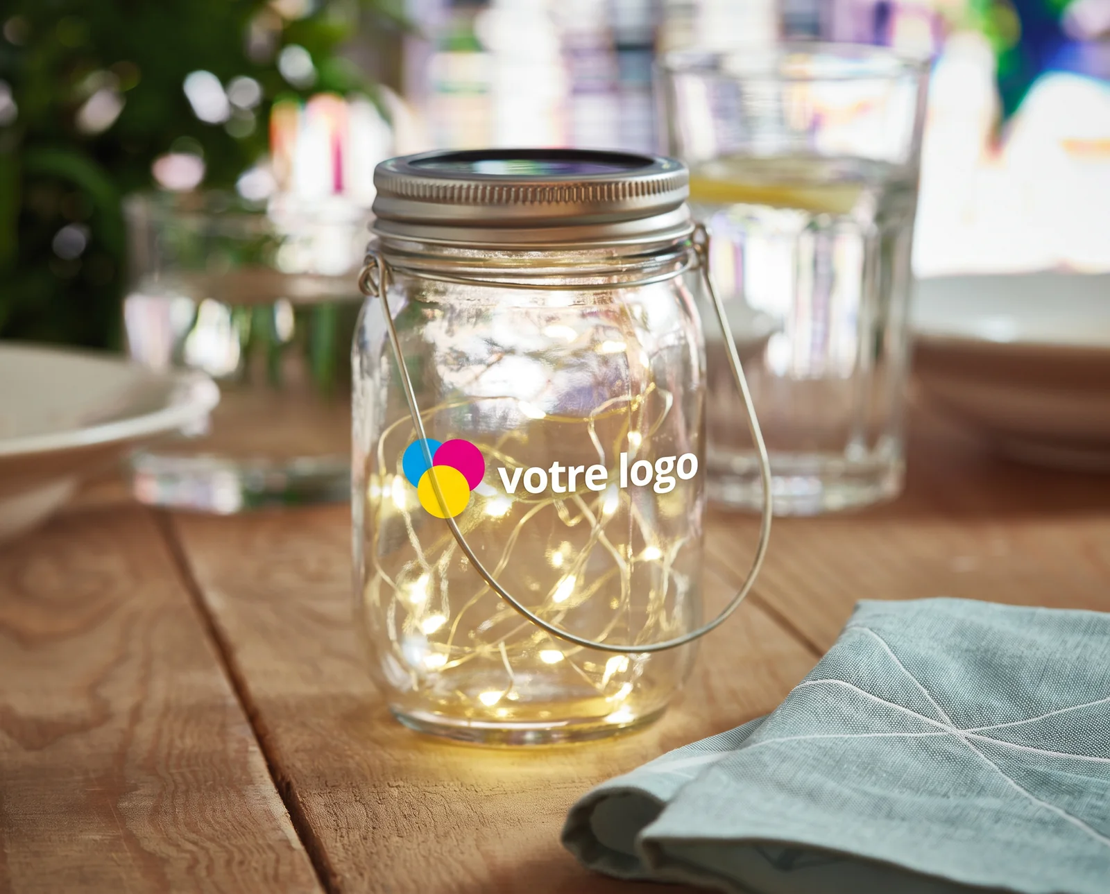 Lampe solaire en verre 20 LED personnalisée POT LAMP
