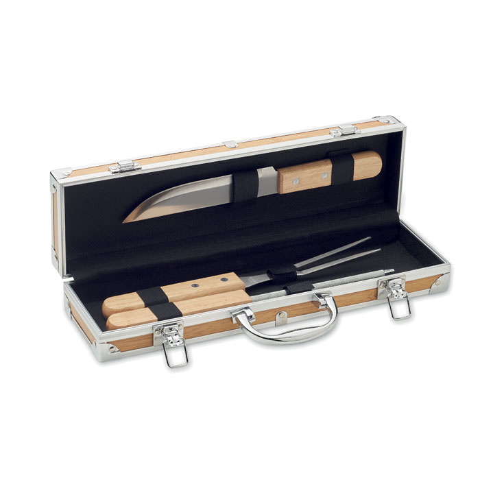 Set barbecue inox 3 pièces bois personnalisé TOOLDERA