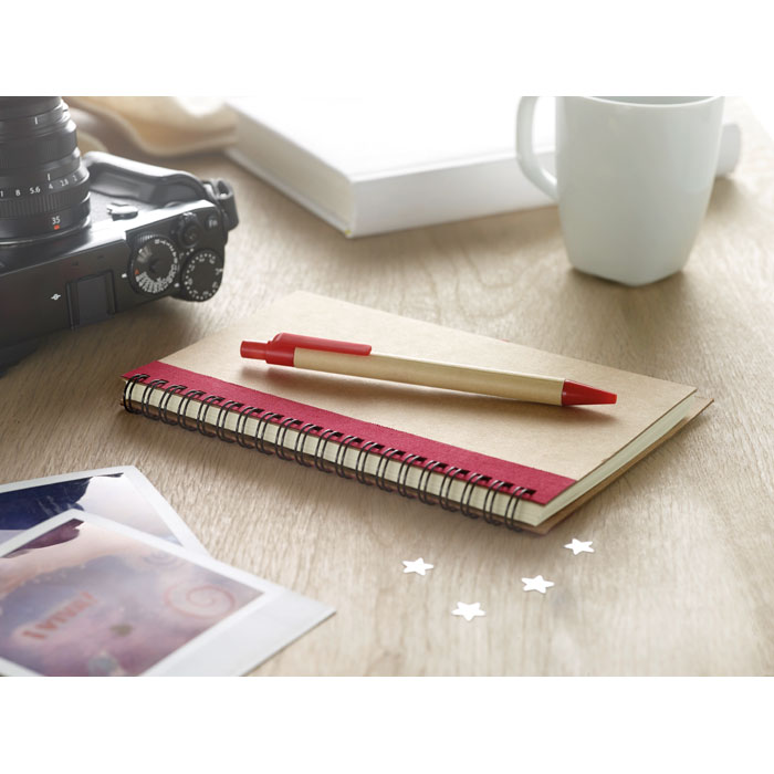 Carnet à spirale recyclé avec stylo personnalisé SONORA PLUS