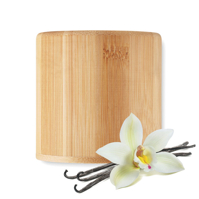 Bougie vanille 160 g support bambou personnalisée GIZA