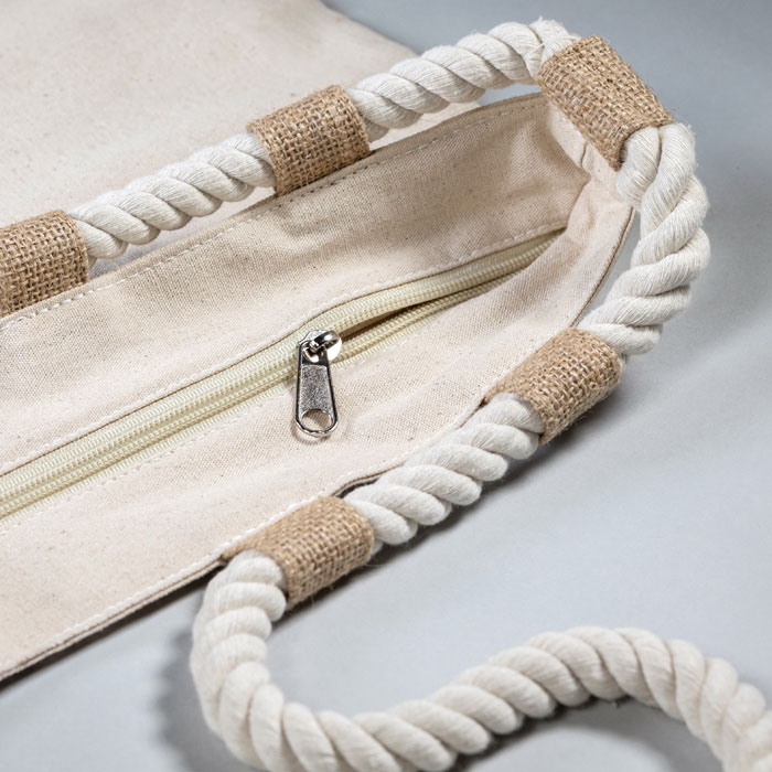 Sac de plage toile 280 g/m² et jute personnalisé MAKENKE