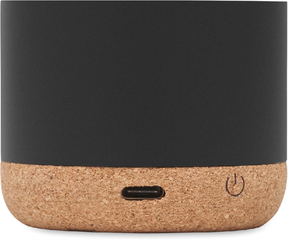 Enceinte sans fil liège et aluminium personnalisée RUMBA, côté 1