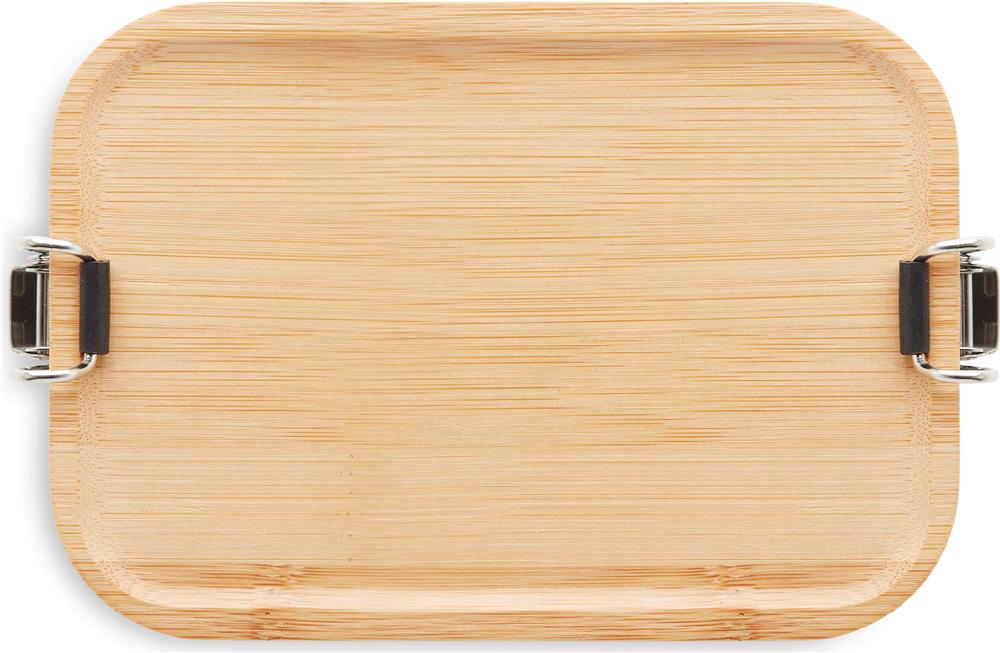Lunch box inox 750 ml couvercle bambou personnalisée SONABOX, couvercle (étiquette numérique)