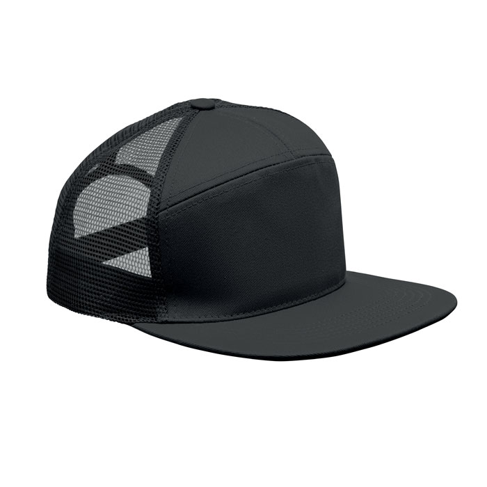 Casquette visière plate 7 panneaux personnalisée BEAD, Noir