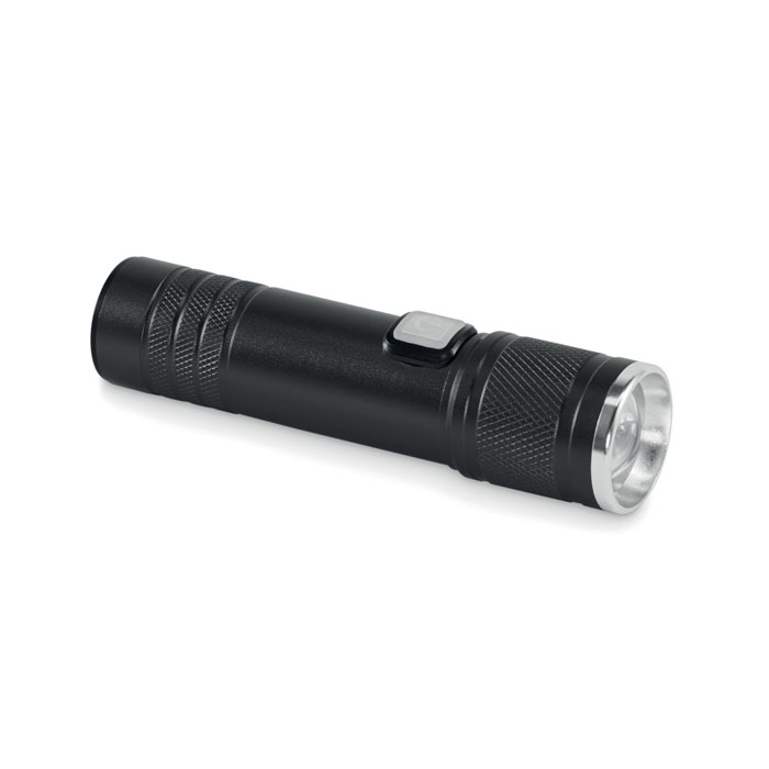Lampe torche aluminium recyclé 800 mAh personnalisée FLASHRA, Noir