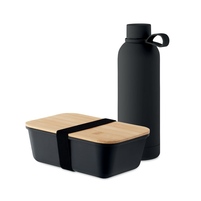 Set bouteille et lunch box personnalisé EMERALD SET, Noir