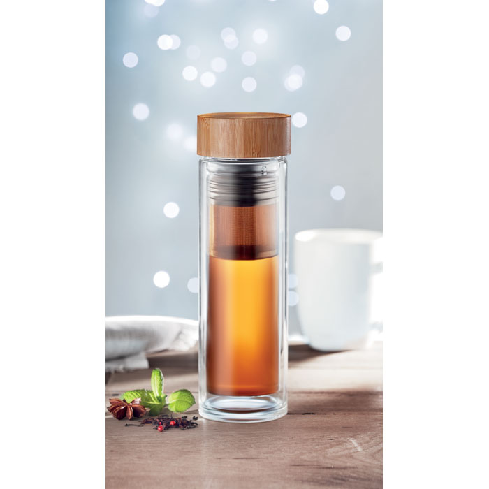 Gourde verre double paroi 420 ml personnalisée BATUMI GLASS